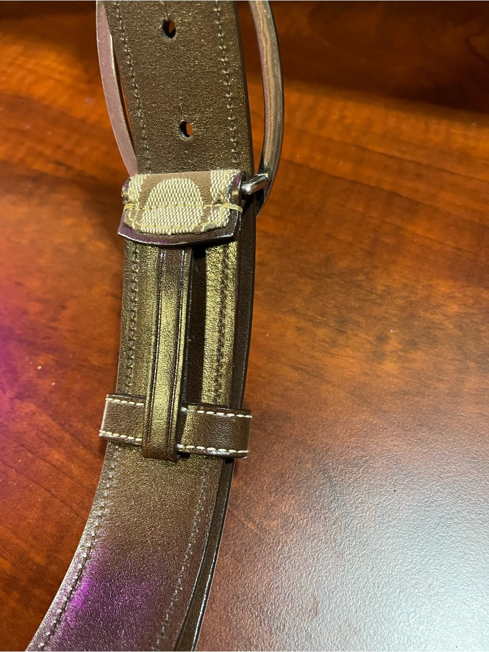 Authentic Coach Y2K Jacquard Canvas monogram logo Belt with Script Oval Buckle - Picture 8 of 11